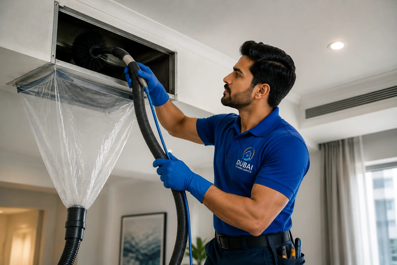 Professional AC duct cleaning service improving indoor air quality in Dubai