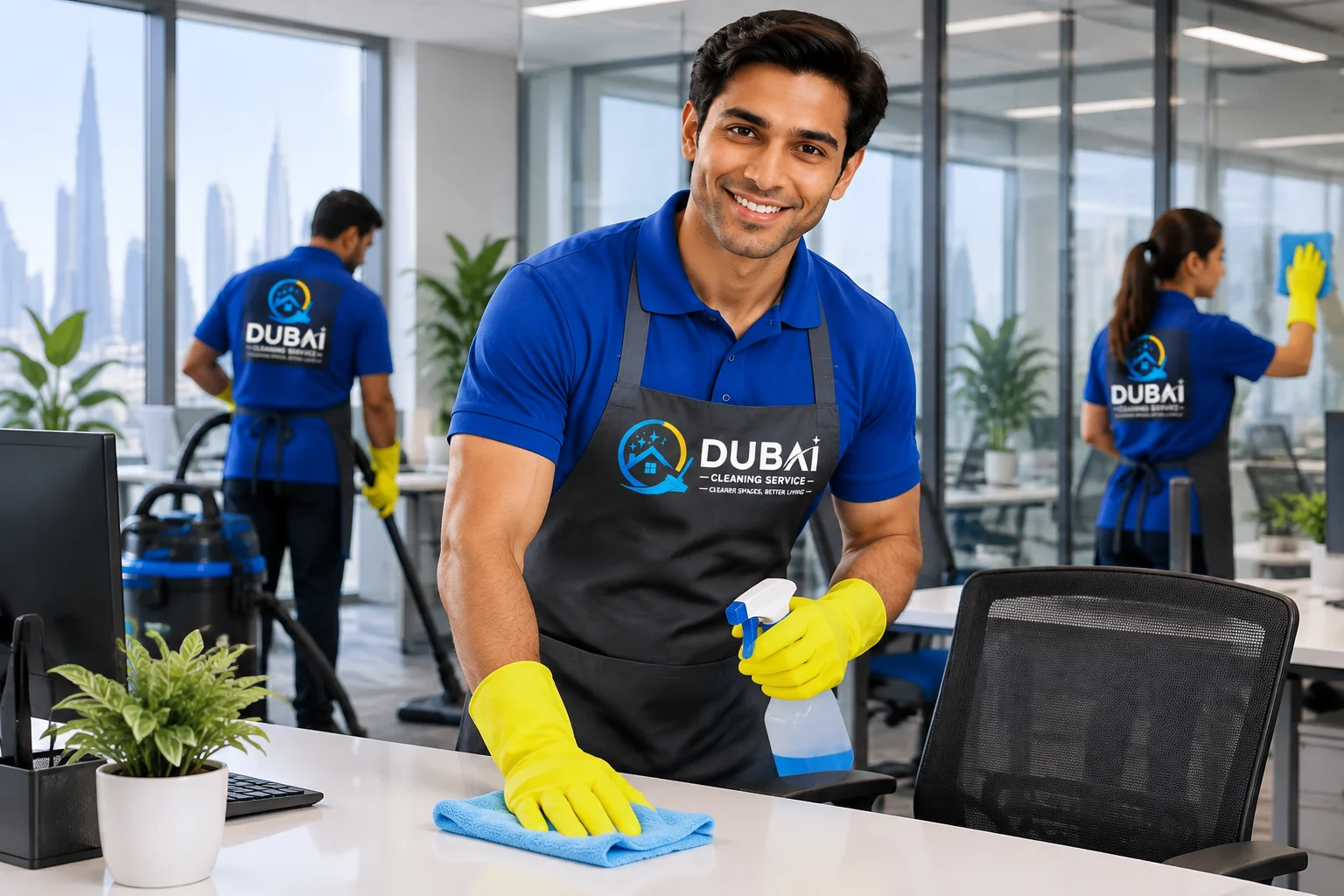 Dubai Cleaning Service team performing commercial office cleaning